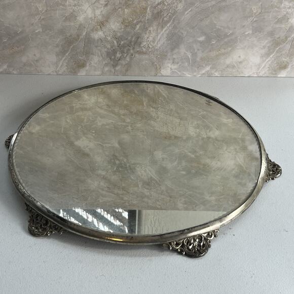 Antique Ornate Table Mirror Plateau Footed 16" Victorian Superior Silver Co. - Picture 7 of 16